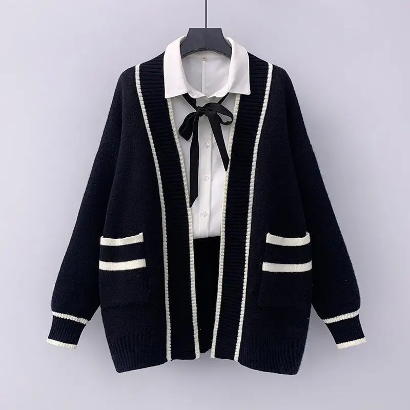 Preppy Kawaii Cardigan Women Sweater Girlish Vintage All-match M-4XL Baggy Knitwear Gentle Korean Fashion Harajuku Temper Cozy