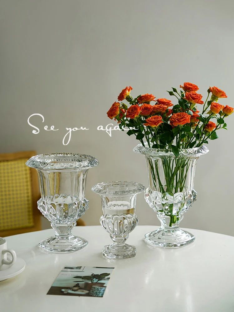  Crystal Glass Flower Vase Decorative Piece for Living Room  Flower Arrangement Transparent Water Cultivated ...