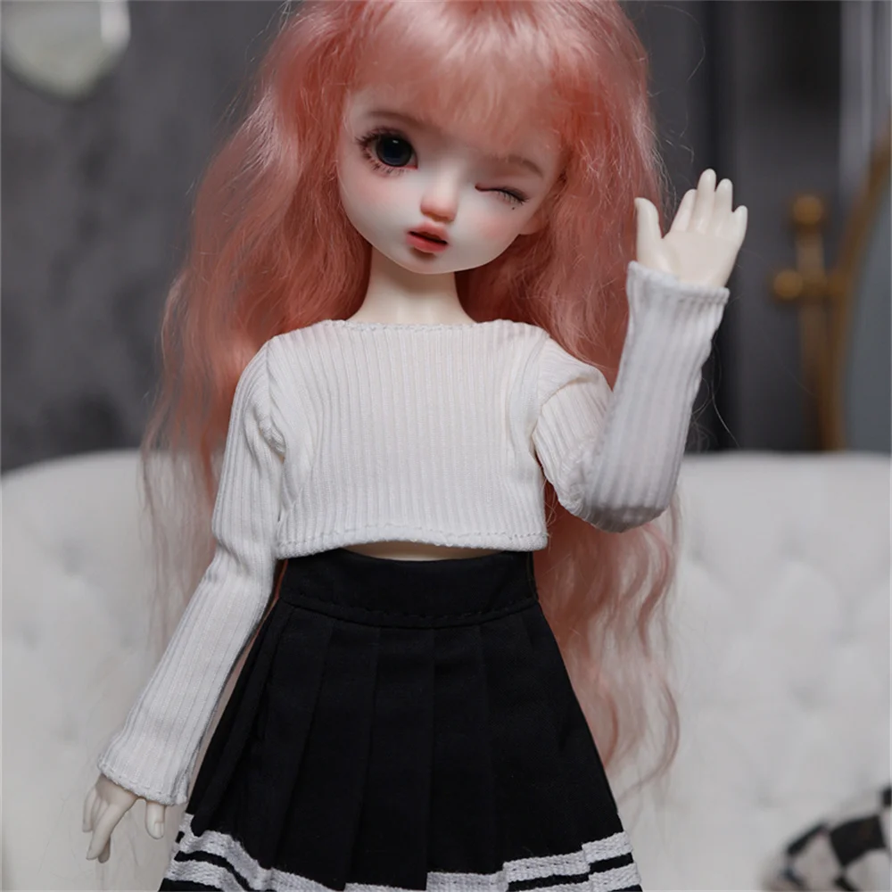 Vestiti per bambole BJD adatti per taglia 1/6 Maglione lavorato a maglia stile college gonna a pieghe set di vestiti accessori per bambole (2 punti)