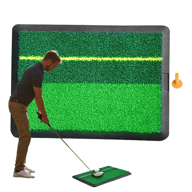 

Golf Hitting Mat 12X16 Inches Golf Swing Hitting Practice Mat Portable Non-Slip Rubber Base Training Aid For Living Room Green
