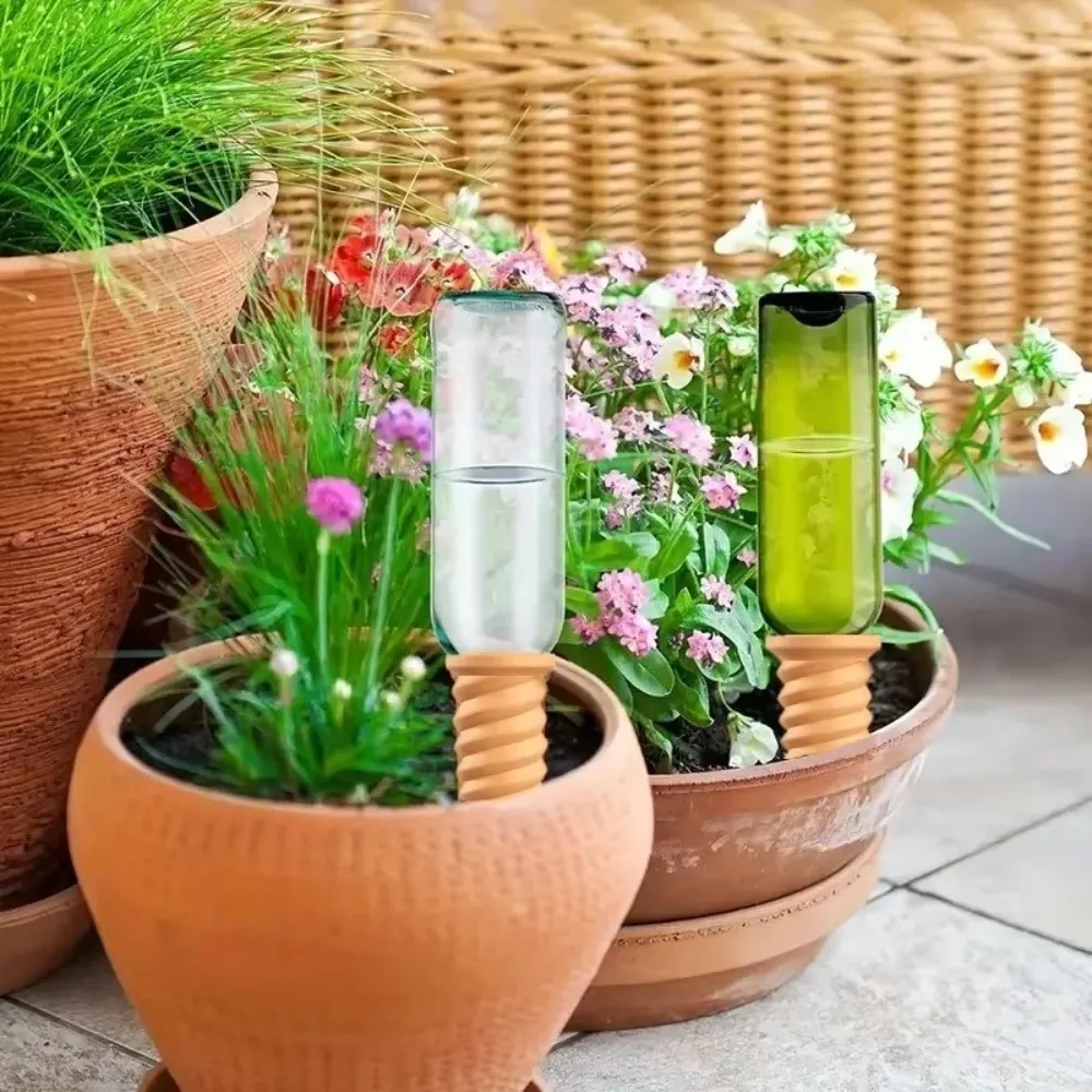 Natural Clay Self-Watering Terracotta Stakes Screws-Shaped Automatic Irrigation Terracotta Watering Device Time-Saving