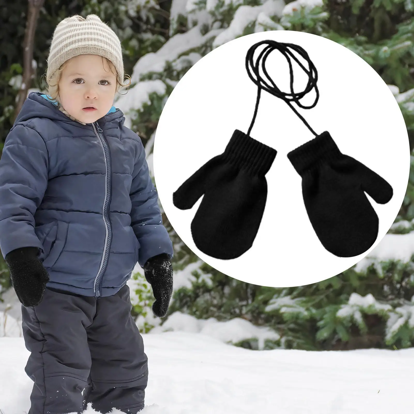 Winter-Skihandschuhe für Kinder, winddicht, verdickt, gestrickte Handschuhe, bequeme warme Fäustlinge, Jungen und Mädchen, warmes Schnee-Zubehör