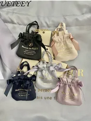 Japanese Fashion New Cute Satin Ribbon Bow Mini Earphone Bag for Women Hanging Ornament Lolita Sweet Ornament Small Bag Girls