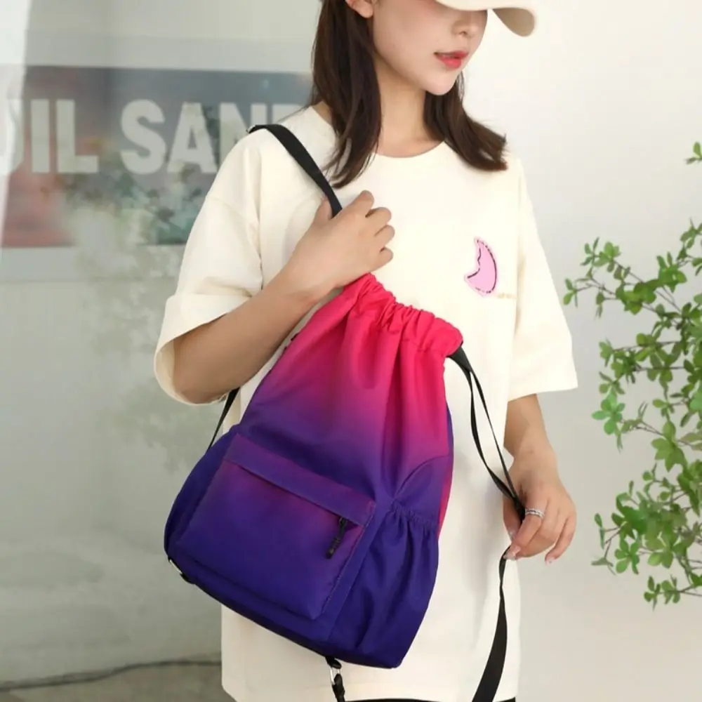 

Nylon Portable Sports Backpack Portable Waterproof Gradient Color Waterproof Bag Fashion Multilayer Storage