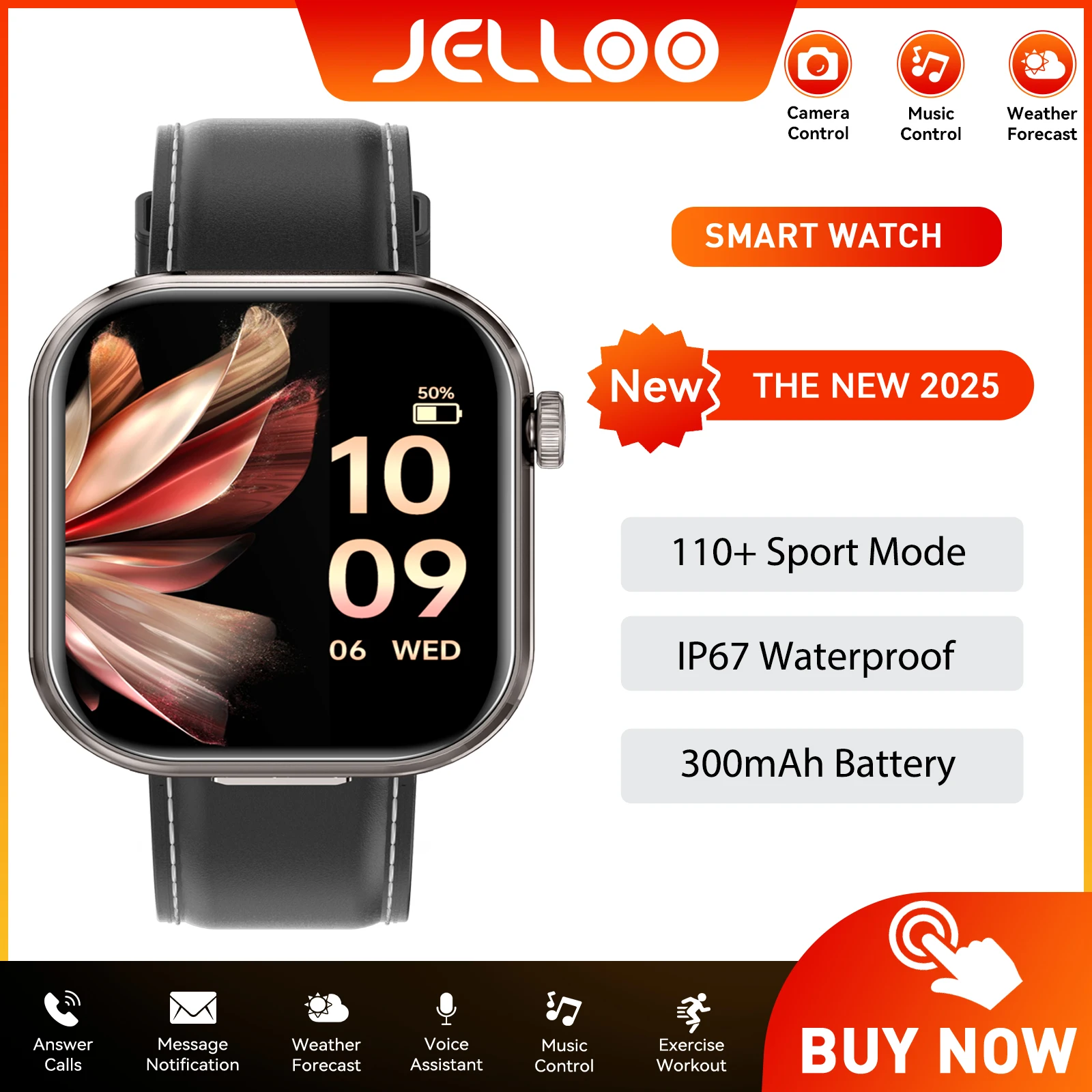 

JELLOO Smart Watche with Earbuds Inside with Exercise Monitor Ultra-long Standby Waterproof with Calorie and Sleep Record Watch