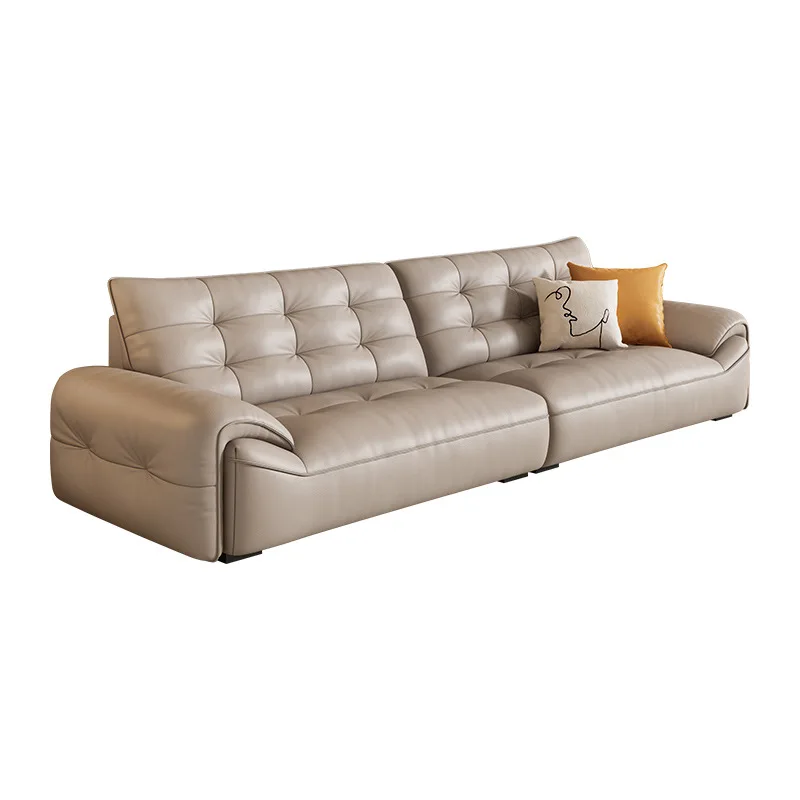

French cream leather sofa top layer cowhide