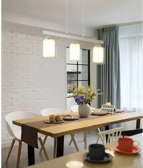 Restaurant Rectangular Modern Minimalist Three-head Dining Table Lamp Glass Bar Chandelier Creative Personality Hotel Lamps