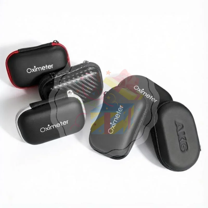 Black Shockproof Oximeter Storage Case Zipper Protective Bag with Hard Inner Bracket Portable Carry Pouch for Outdoor