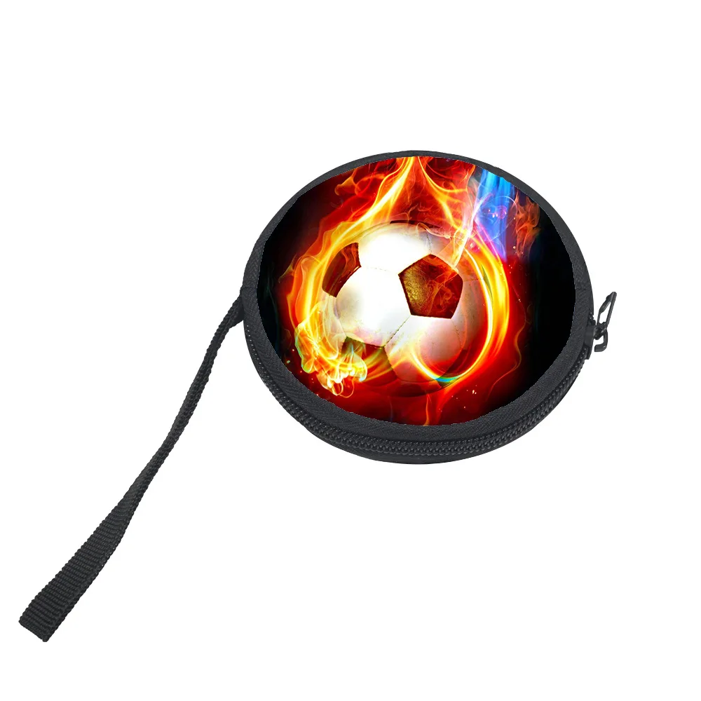 Soccer Print Rotundity Coin Purse Kid Boys Girls Headphone Storage Case Key Box Fashion Change Purses Mini Wallets
