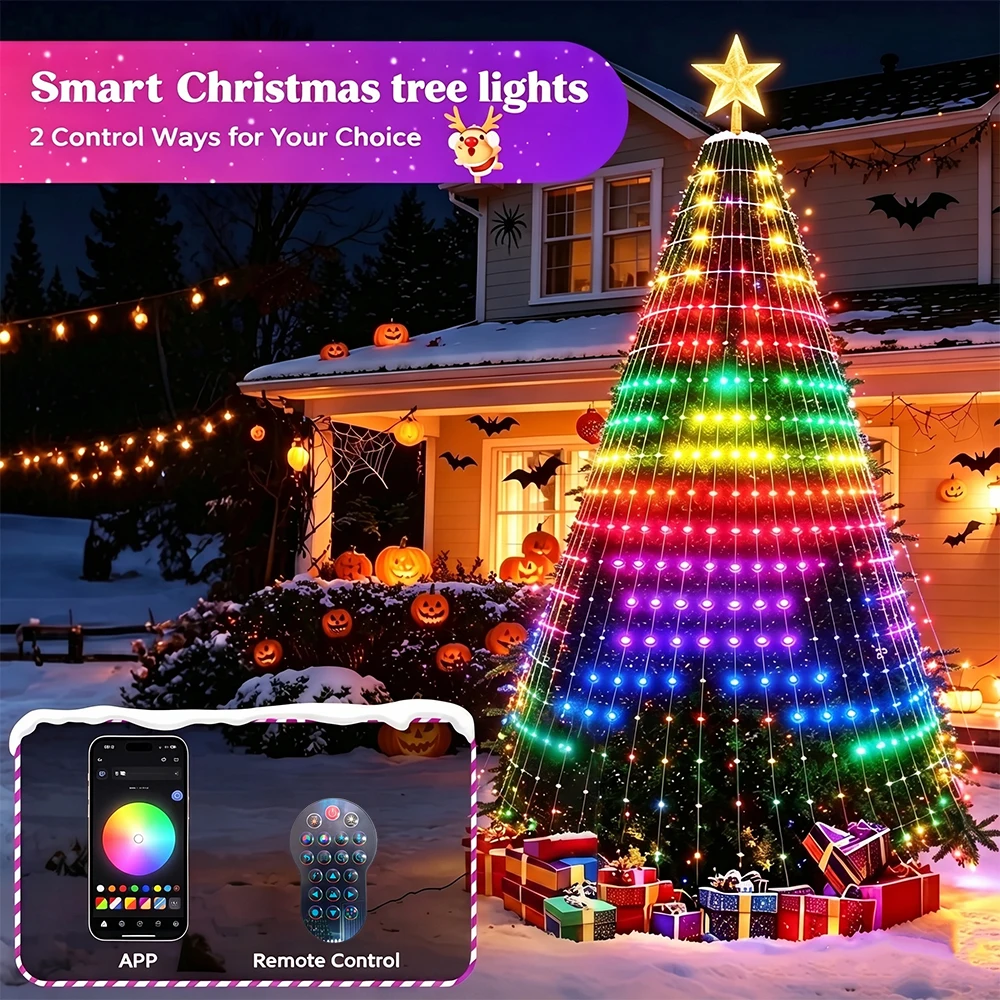 Smart Christmas Lights 400 LED Color Changing String Lights with Remote & APP for Indoor Outdoor Xmas Tree Party House Decor