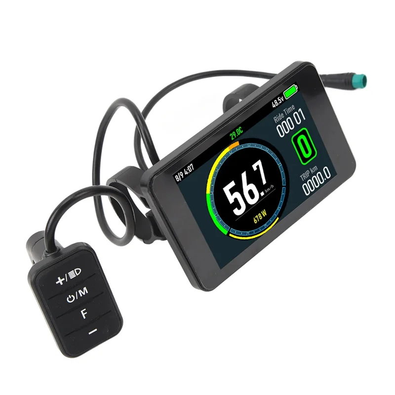 Effizientes T8-LCD-Display für Elektrofahrräder, bunter Bildschirm, 24 V bis 72 V, wasserdichter Fahrrad-Steuermonitor