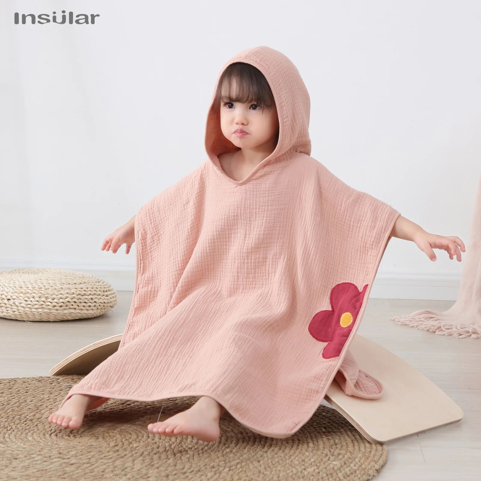 Muslin Baby Hooded Poncho Towel Children's Hooded Bath Towel Soft Kids Beach Bathing Stuff Infant Washcloth