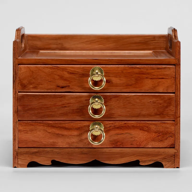 Multifunctional tea cabinet Three drawers Mahogany furniture Solid wood cabinet