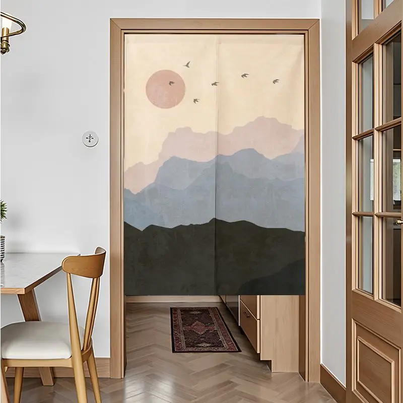 VIKAMA Abstract Morandi Line Half Door Curtain Bedroom Kitchen Entrance Partition Curtain Home Decoration