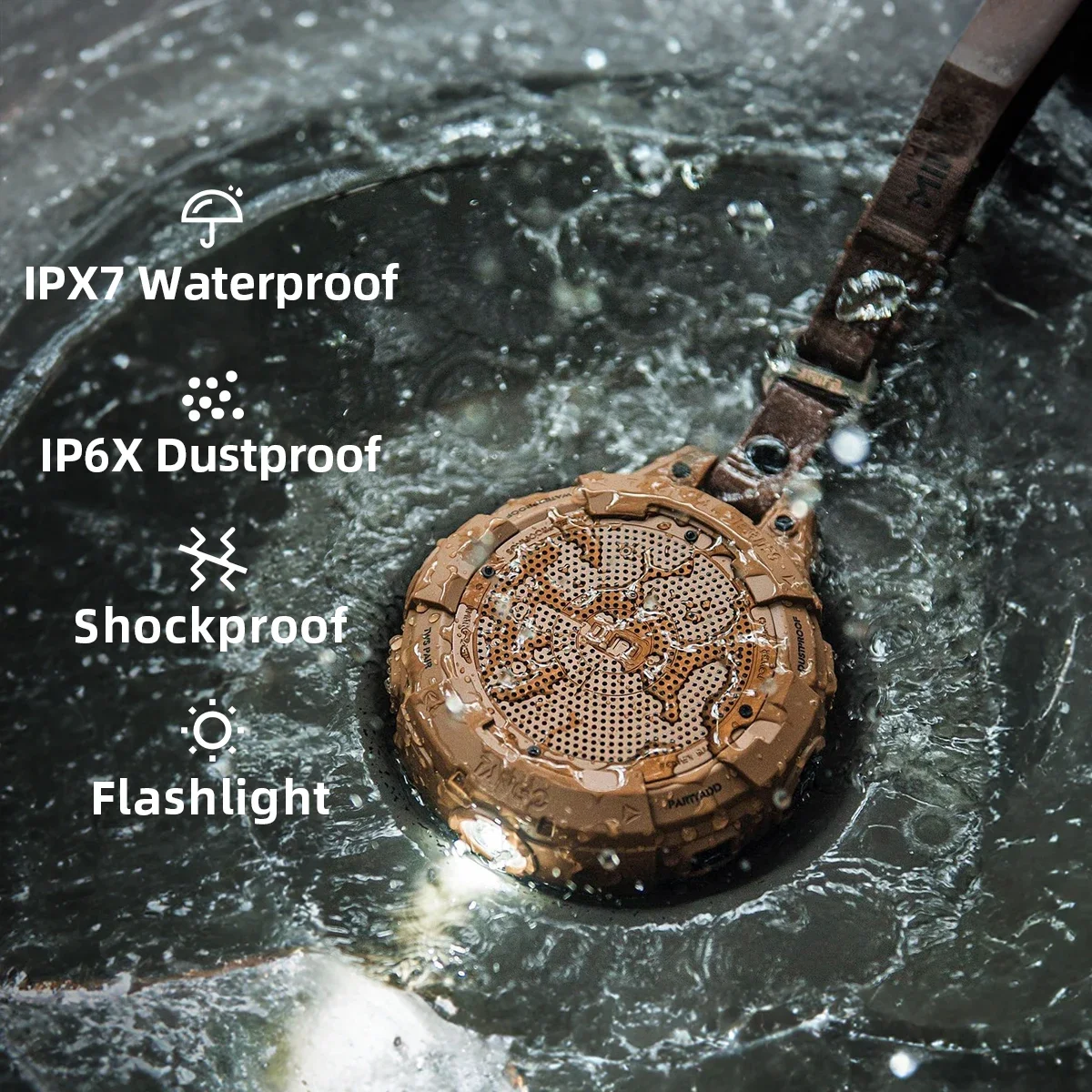 mifa Tango Portable  Bluetooth Speaker With Flashlight,IP67 Waterproof &Shockproof,Bass Loudness Bluetooth 5.3, 25 HoursPlaytime