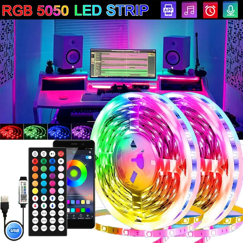 Tape Bluetooth USB LED Strip Light 5050 SMD 5V WIFI RGB Lights Flexible LED Lamp Tape Ribbon RGB Self-adhesive TV Desktop Diode