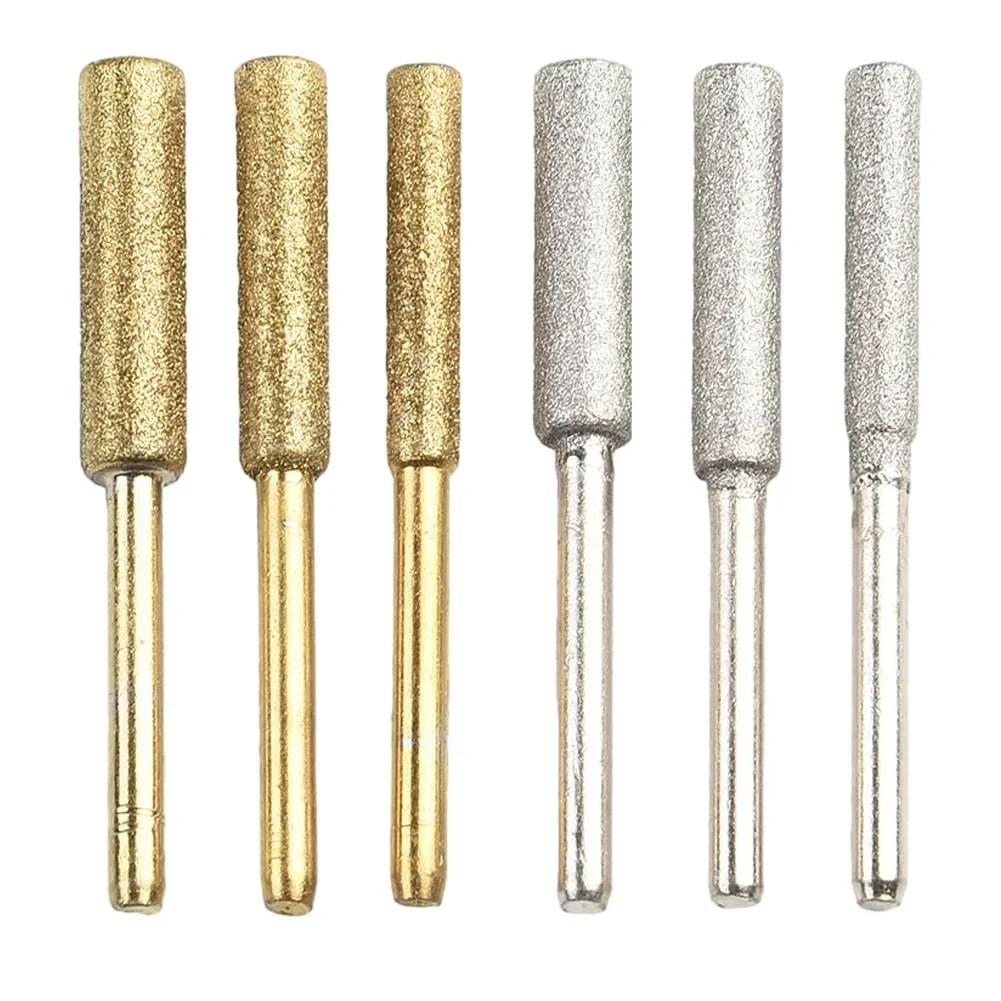 4x Emery Chainsaw Sharpener Parts Diamond Coated Grinding Head Cylindrical Burr 4.0/4.8/5.5mm File Grinding Tools Accessories