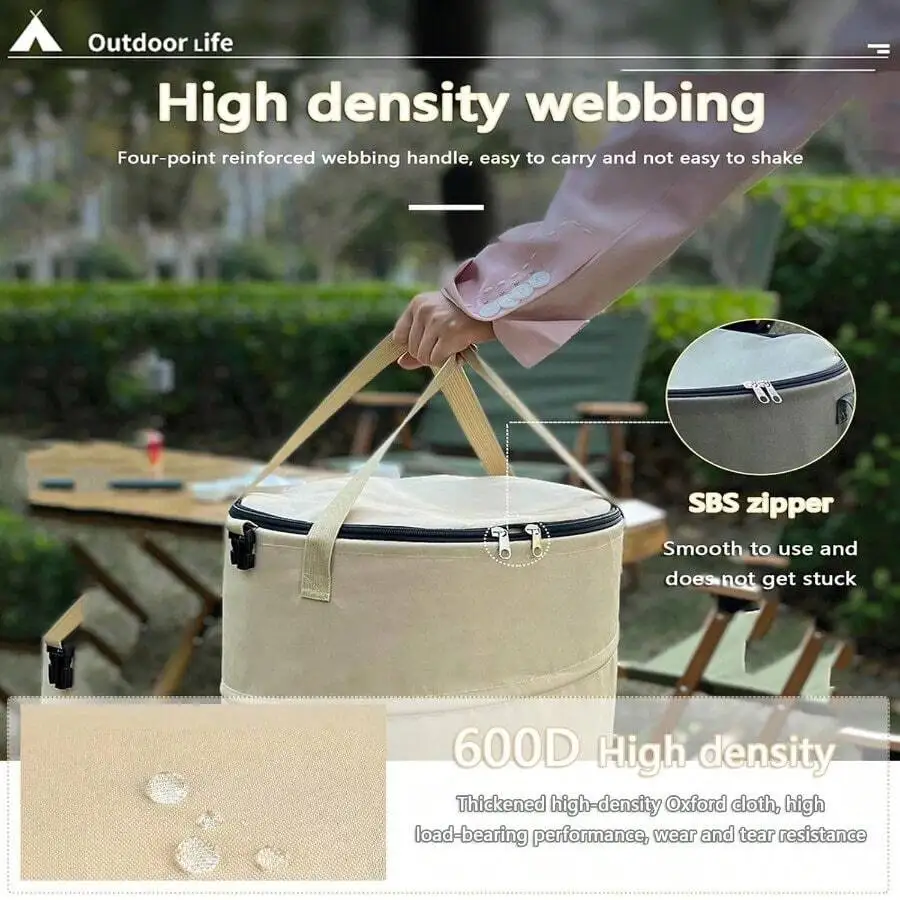 

600D High Density Oxford Cloth Storage Bucket With Reinforced Webbing Handle And SBS Zipper