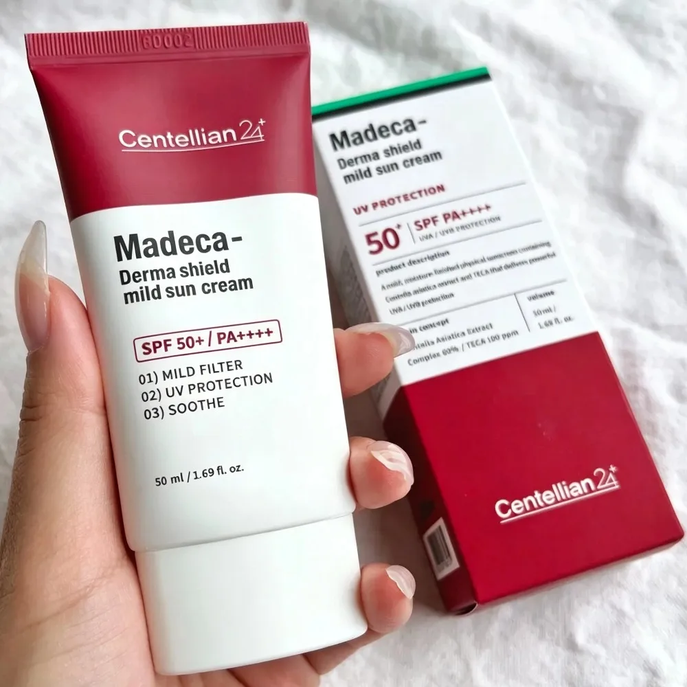 SPF 50+ PA++++ Centellian24 Madeca Derma Shield Mild Sun Cream UVA/UVB Protection 50ml Centella Asiatica TECA Physical Sunscreen