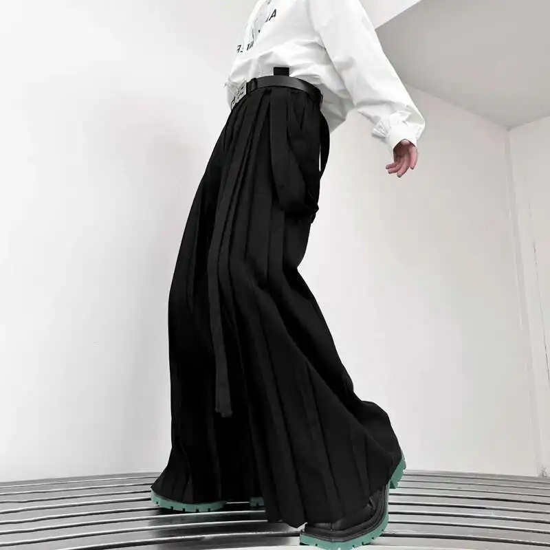 Luzhen saia calças casuais plissadas fita design masculino primavera original casual versátil simples roupas bonitas lz8862