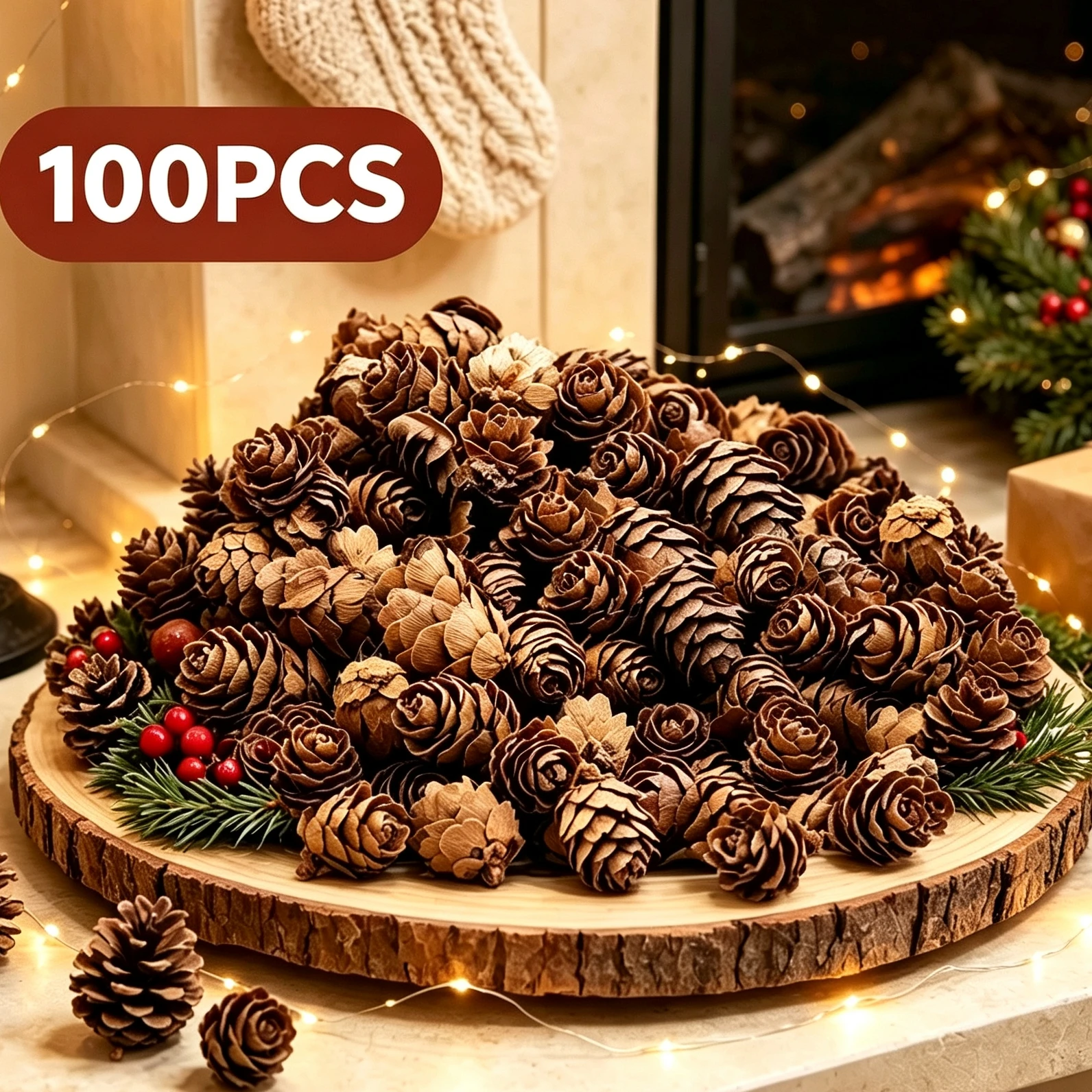 50/100 Stück künstliche Tannenzapfen, Weihnachtsbaum-Füllmaterial, für Hochzeiten im Freien, Garten, Zuhause, Tisch, Vase, Scrapbook, DIY-Dekoration, Requisiten