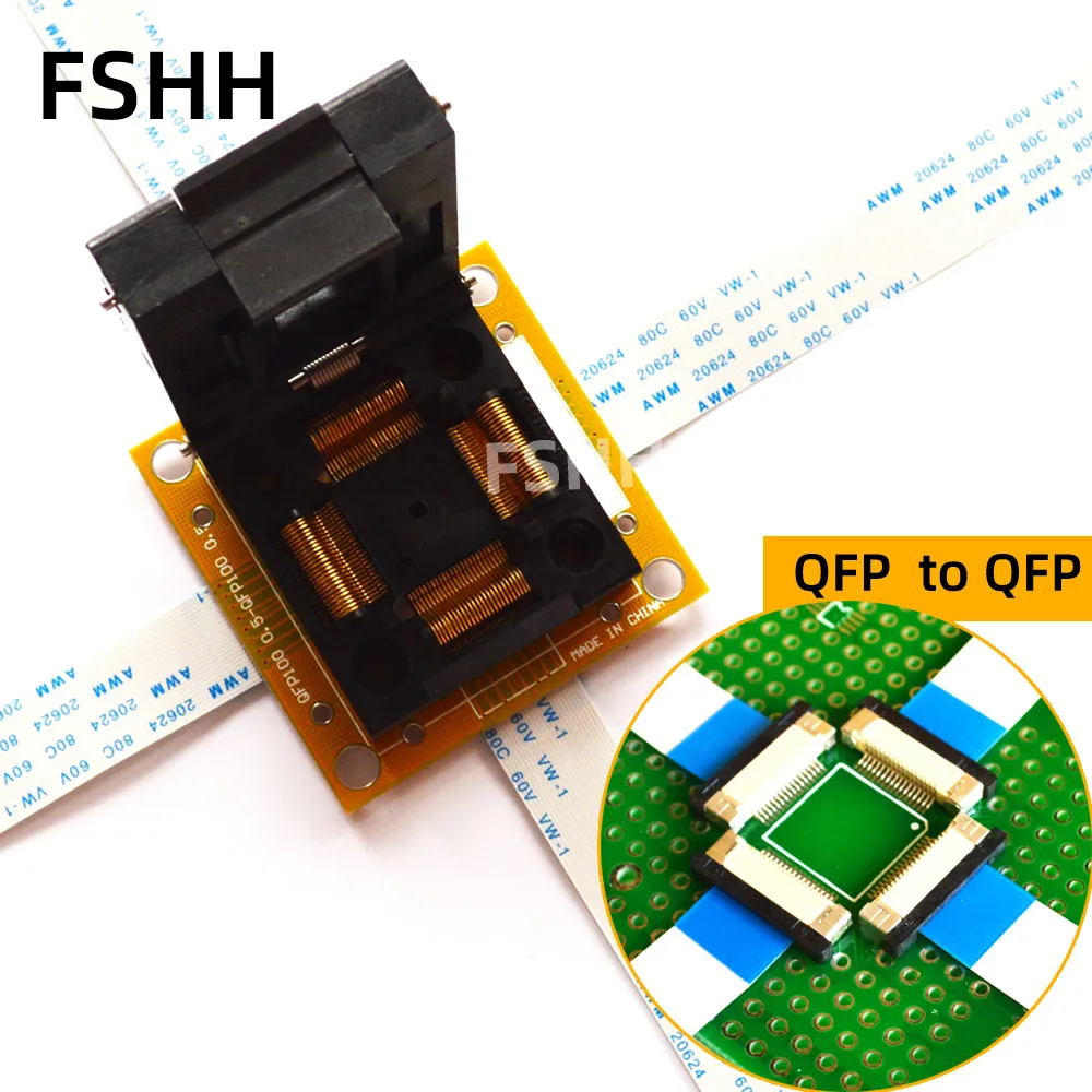 QFP100 to QFP100 test socket  Pitch 0.5mm to 0.5mm no soldering in-line test socket adapter TQFP100 LQFP100