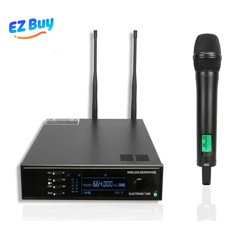 ไมโครโฟนไร้สายแบบช่องเดียว QS-10a ราคาประหยัด ระบบกระจายสัญญาณแบบ True Diversity สำหรับการร้องเพลง