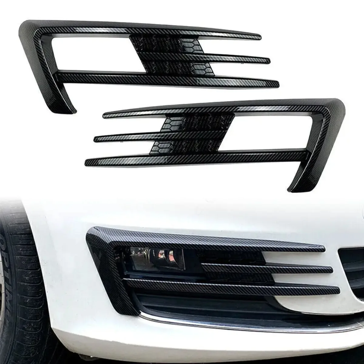 Pair Fog Lamp Lower Bumper Grill For VW Golf 7 MK7 Standard version 2014 2015 2016 2017 Car Front Fog Light Grille Grill