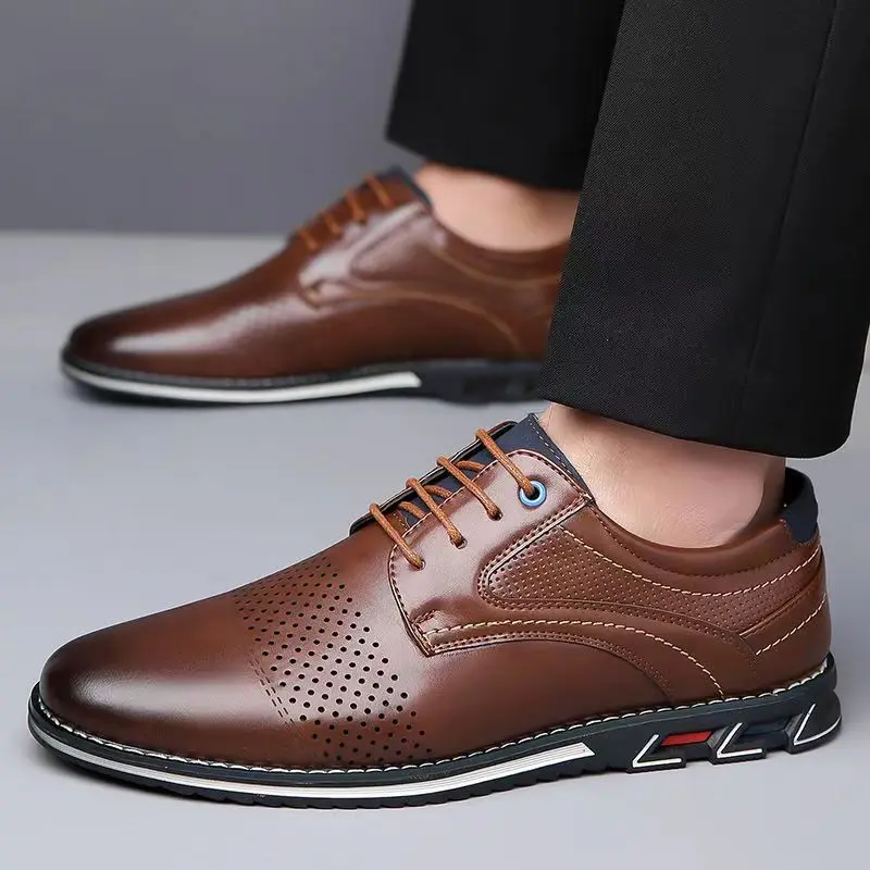 

Fashion Black Dress Shoes Mens Business Leather Oxford Social Luxury Shoes Prom Casual Footwear big size 48 49 50 51 52 53