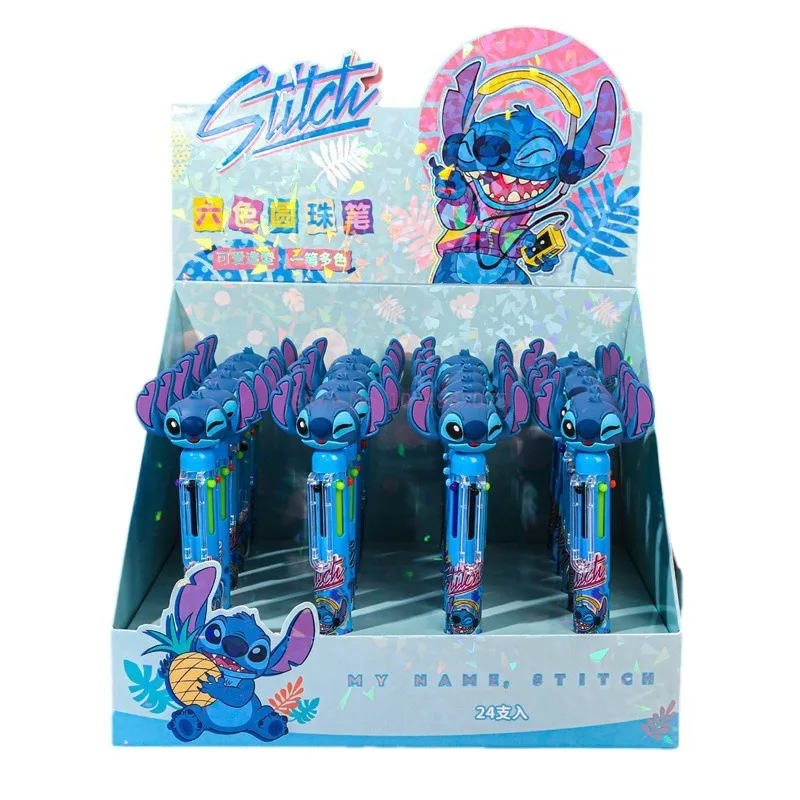 Imagem -05 - Disney Cartoon Caneta Esferográfica Lilo e Stitch Boneca Caneta Gel Bonito Estudante Suprimentos Artigos de Papelaria Atacado Cores 24 Pcs