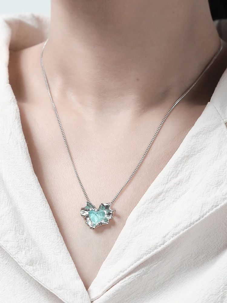 

DifferentYoung Pure Silver Necklace Women's Lockbone Chain Simple Heart Birthday Gift Korean Style Fashion Jewelry Accessories