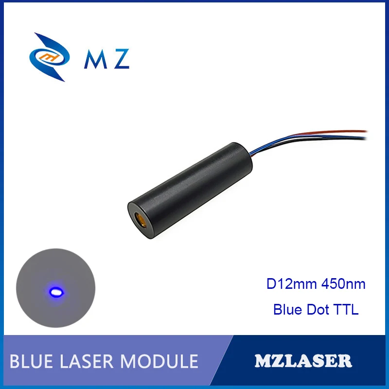 Blue Dot TTL PWM Laser Diode Module Hot Selling Compact D12mm 450nm 0.5mw 3V Class I Laser Glass Lens Industrial Grade