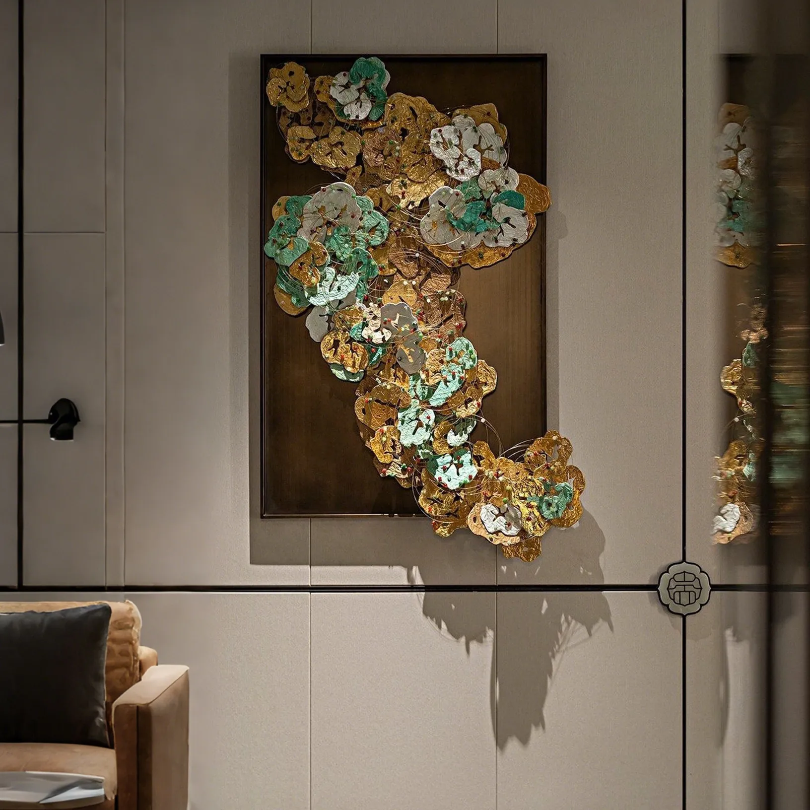 

New Chinese-style villa three-dimensional decorative painting corridor wall large mural entrance hotel stairs painting