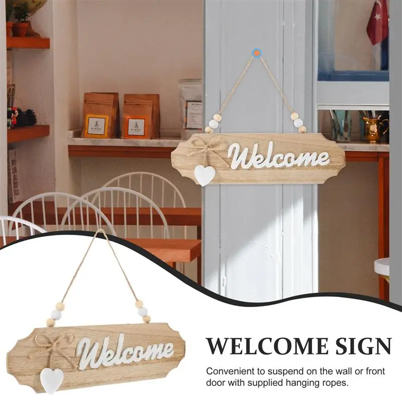 Double Sided Store Sign Decoration for Bedroom Front Porch Welcome Decorate Door Welcome Wooden Sign Decorations Outdoor Kid