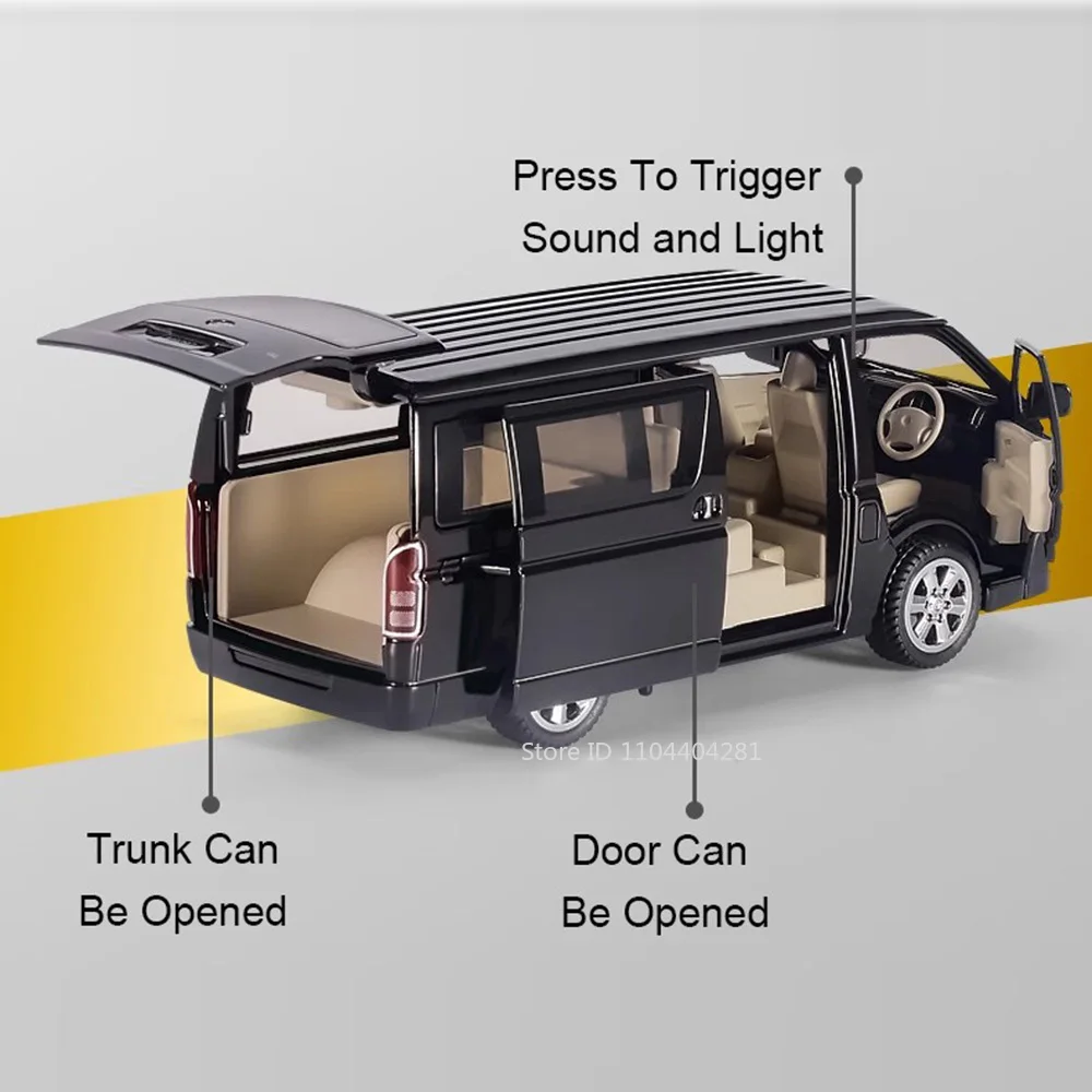 1:32 Hiace Alphard Auto Giocattoli Pressofuso In Lega Modello Porte Aperto Suono Luce Tirare Indietro Pneumatico di Gomma In Miniatura Veicolo Ragazzo Divertimento Giocattolo Regalo