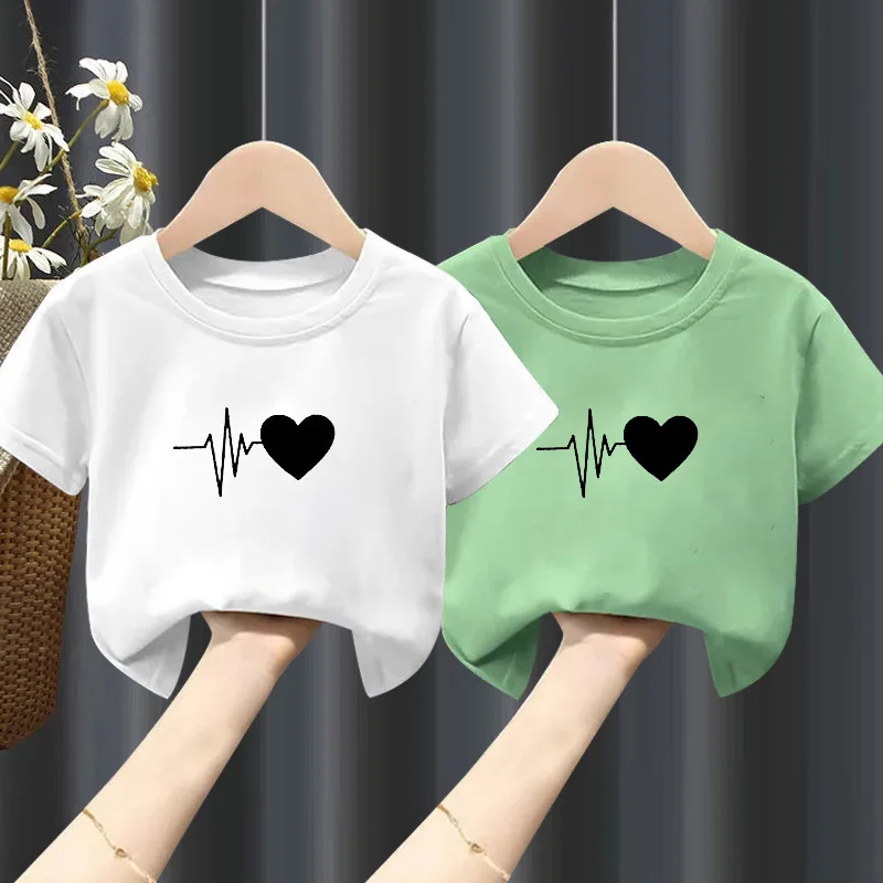 Camiseta de manga corta para niñas, Top blanco puro, ropa de moda para niños grandes, novedad de verano