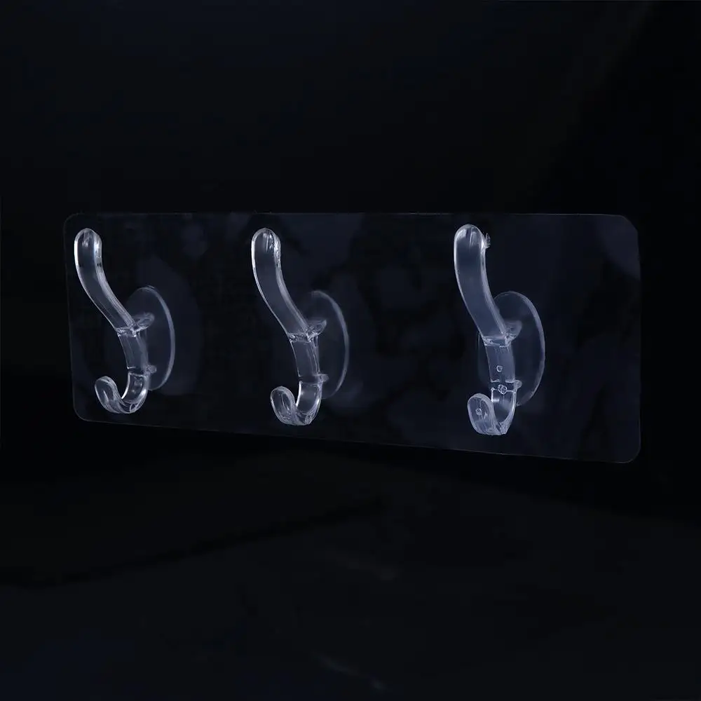 Practical Multi-Application for Bathroom,Kitchen Traceless Transparent Key Holder Wall Hooks Clothes Hanger Storage Rack