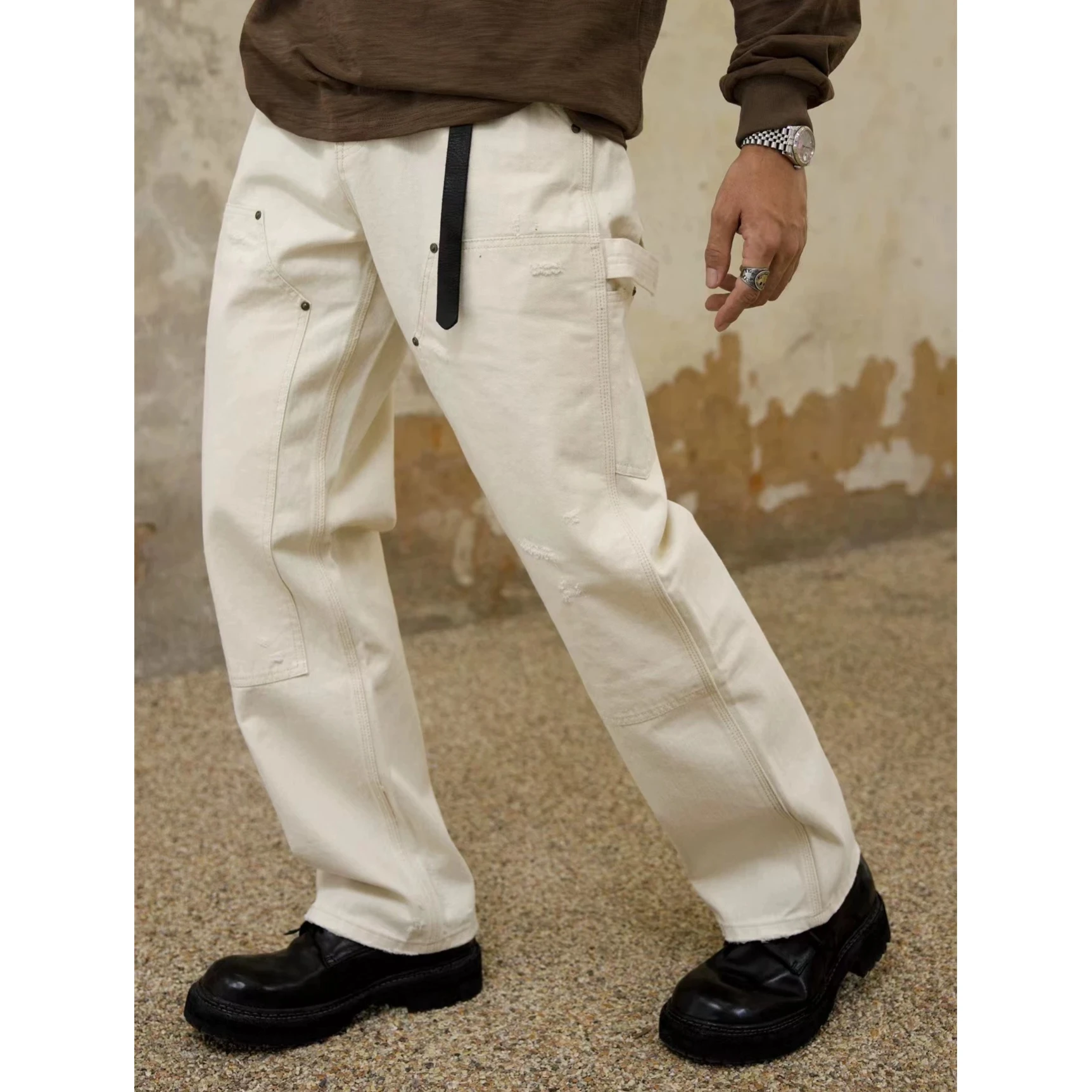 

Plus Size Jeans Casual Straight Leg Man Pants Loose Fit American Style Denim Trousers Street Fashion With Pocket Patch Comfort