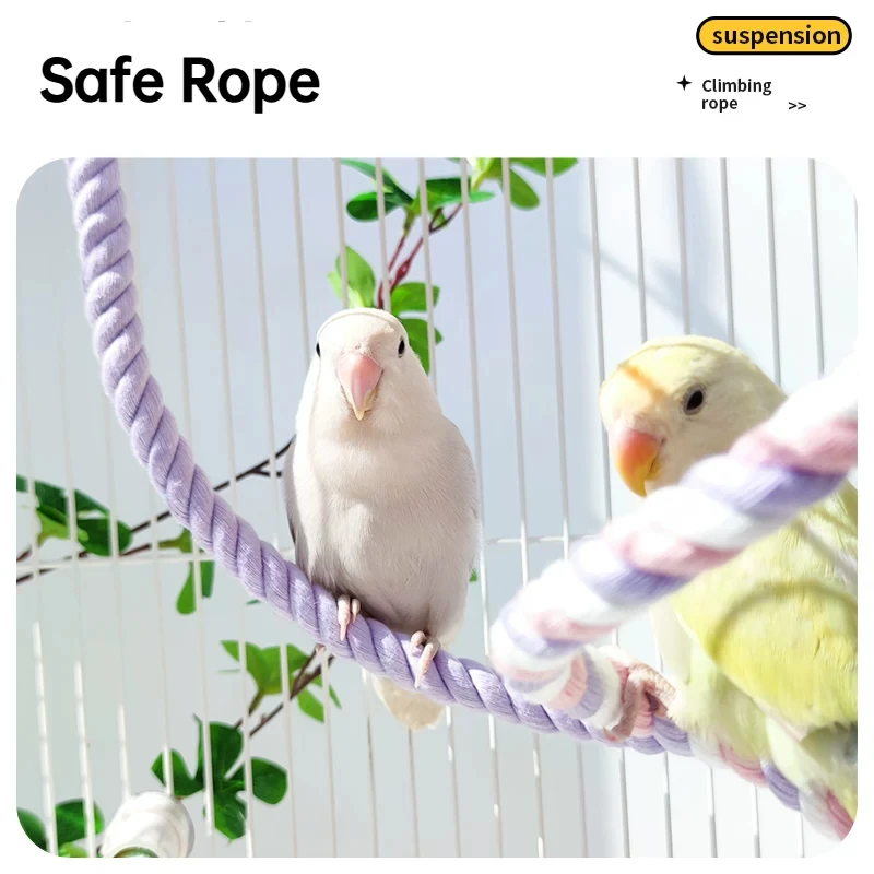 80cm Bird Rope Perches Bendable Parrot Perch Rope Stand Cage Stand Climbing Stand Toy for Cockatiels Lovebirds Budgies Parakeets