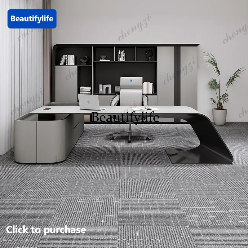 Boss President's Desk Light Luxury Modern Villa Large Class Desk Office Single Leader Office Desk and Chair