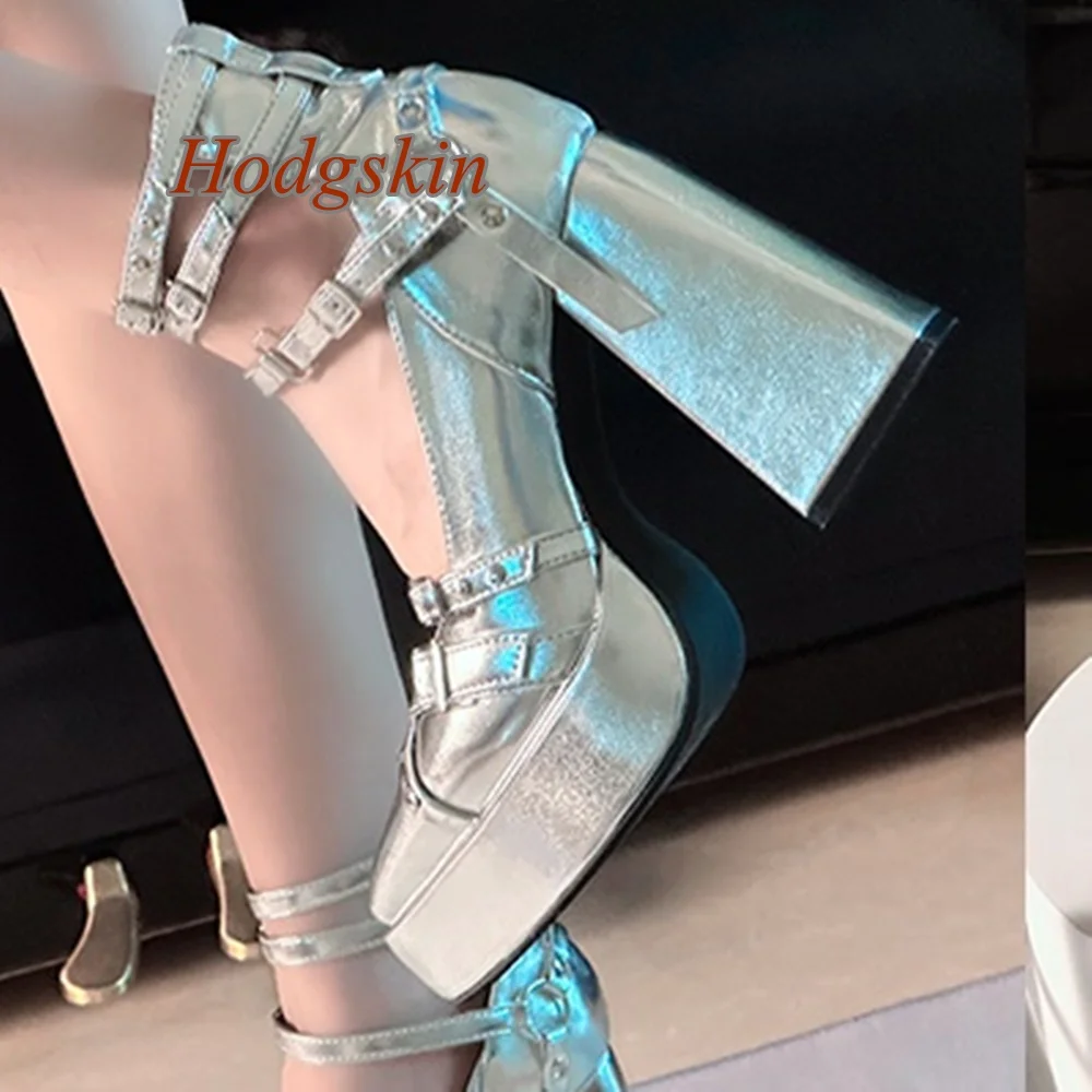 Cross Tied Women Pumps Straight Buckle Strap Chunky High Heel Pointed Toe Pumps Fashion Casual 2025 Newest Summer/spring Pumps