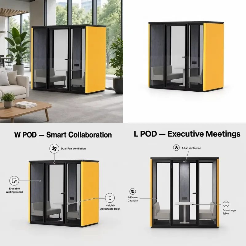 for Deluxe Conference Cabin 4 Person Soundproof Room with Ventilation and Lighting System