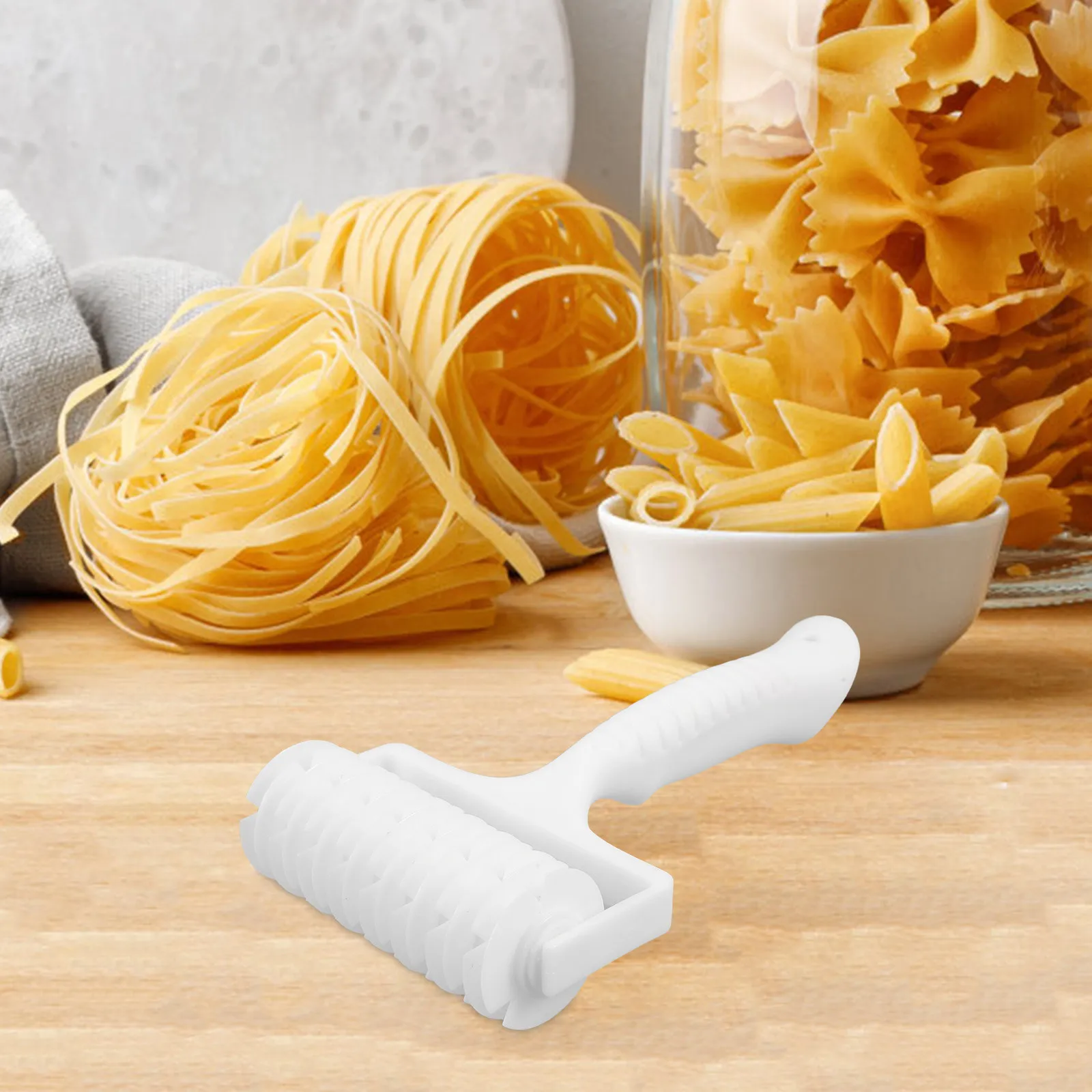 Prensa Manual para Pasta de Plástico, Rodillo Cortador para Espaguetis, Fettuccine, Ramen, Udon, Linguine, Pasta Fresca Casera