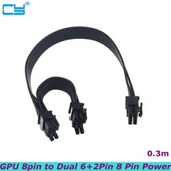 30cm PCI Express GPU 8pin to Dual 6+2Pin 8 Pin Power Supply Cable PCI-e Graphics Card 8pin 1 to 2 Power Cord For Corsair CS