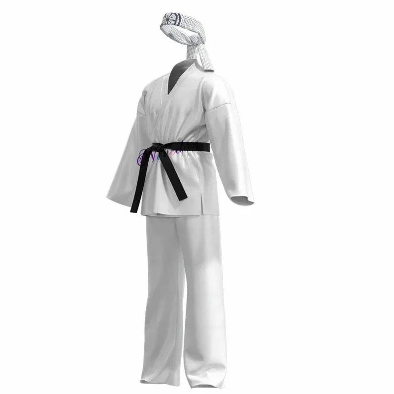 Anime Karate Kids KOF Cobra Kai Cosplay Costume Kid Child Aldult White Kimono Uniform Headband Halloween Party Suit Tracksuit