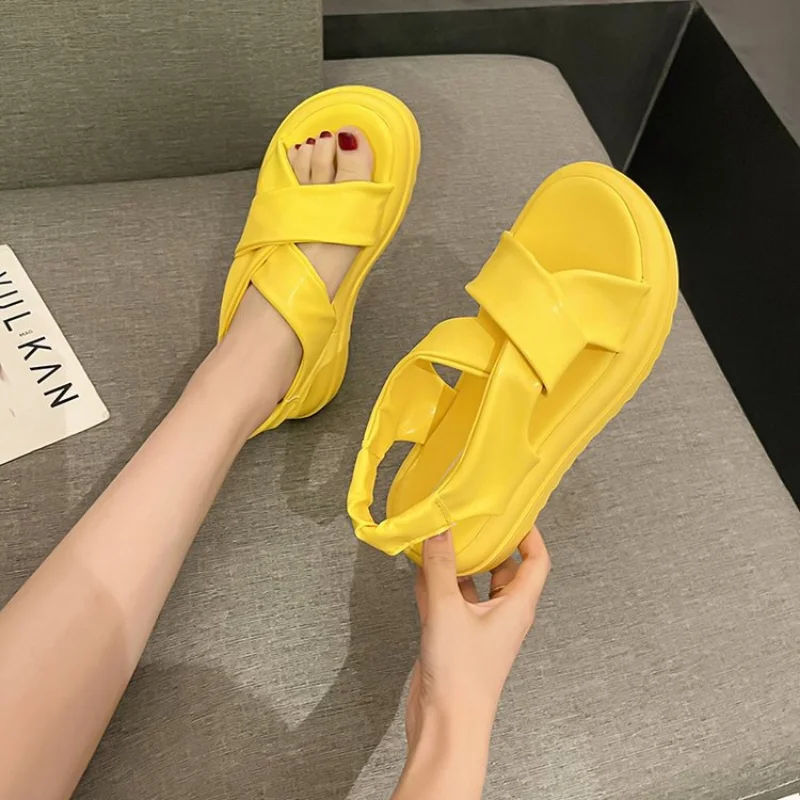 Sandals Women New Platform Sandals Summer Women Fashion PU Lightweight Buckle Sandals Platform Heel Sandals Sandalias Mujer