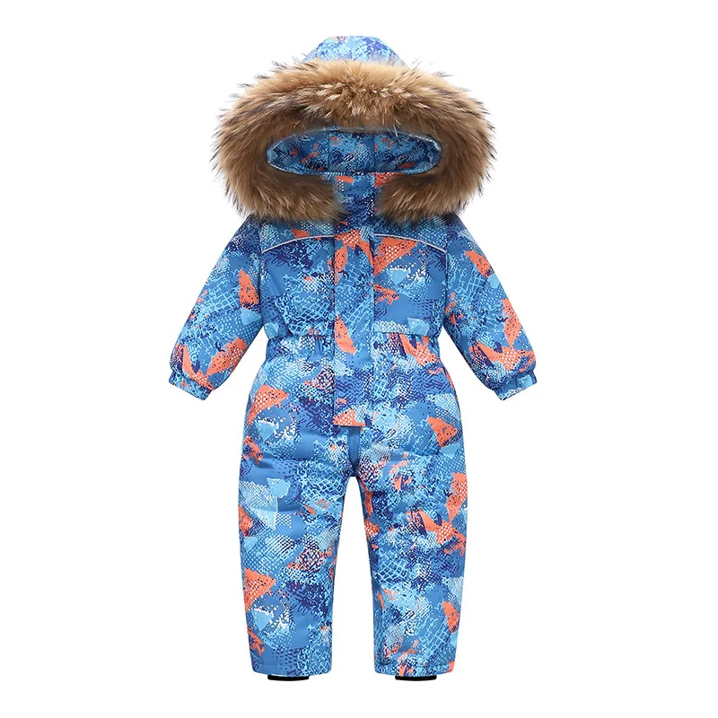 OLEKID 2025 Winter Children Girl Overalls Waterproof Hooded Baby Girl Ski Suit 1-5 Years Kids Todder Girl Down Jacket Snowsuit