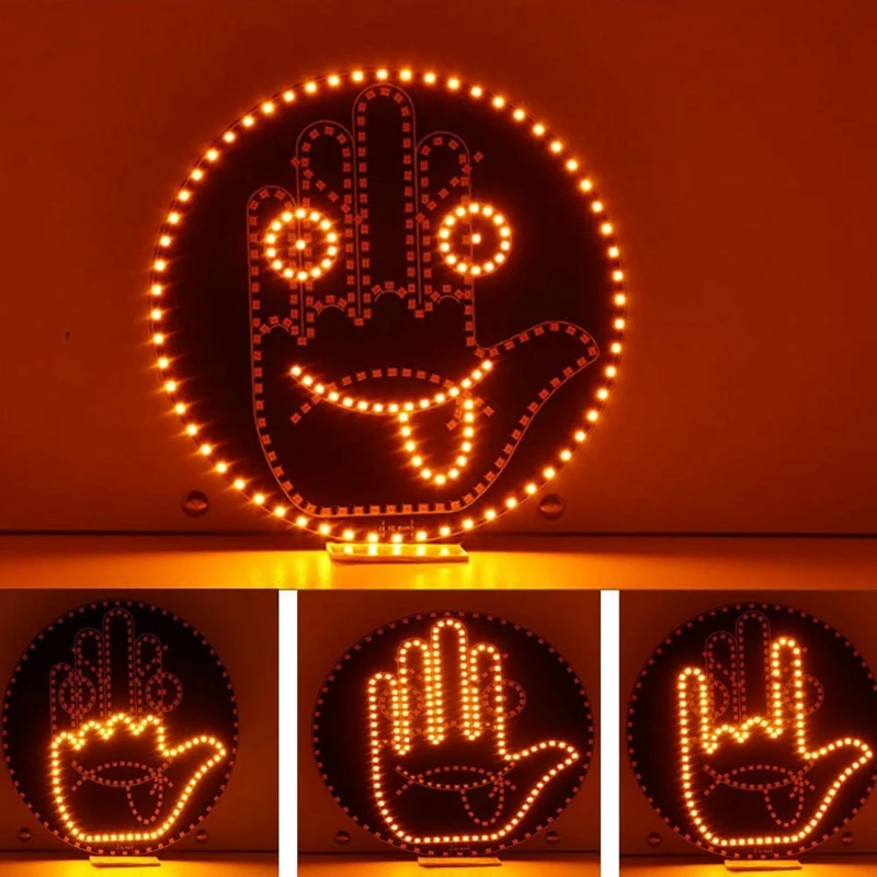 Road Mate Hand, 4 Emojis And 4 Gestures Finger Flicker Car Hand Light With Remote, Funny Road Rage LED Sign For Car