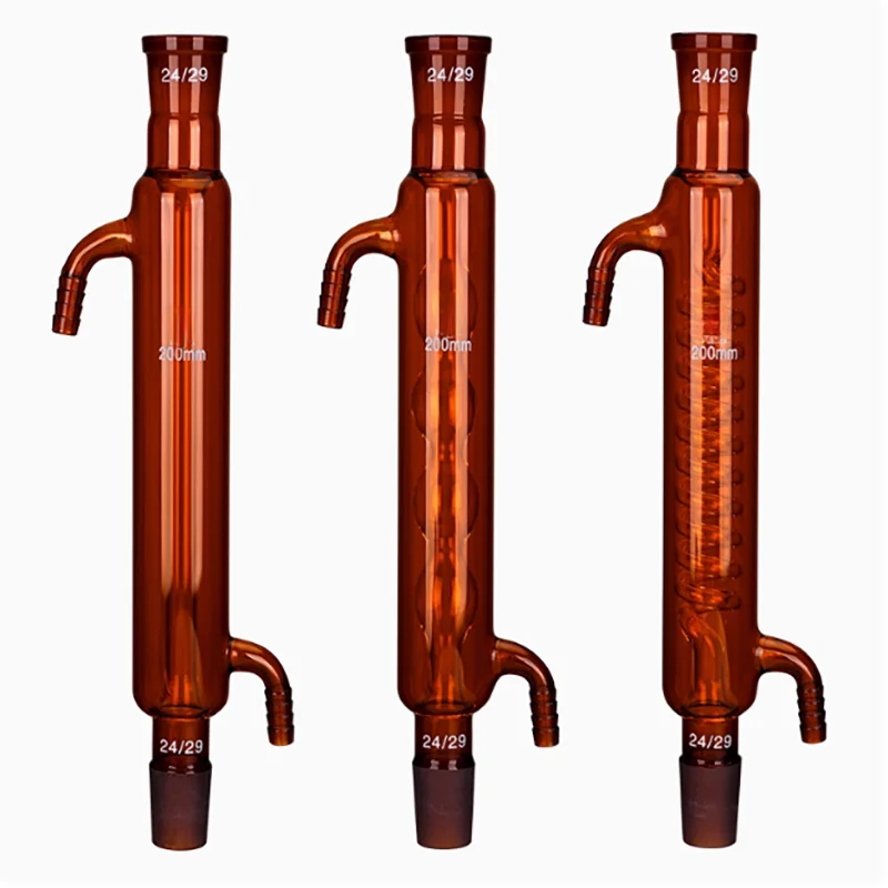 

Brown glass straight spherical serpentine condenser high borosilicate high temperature resistance