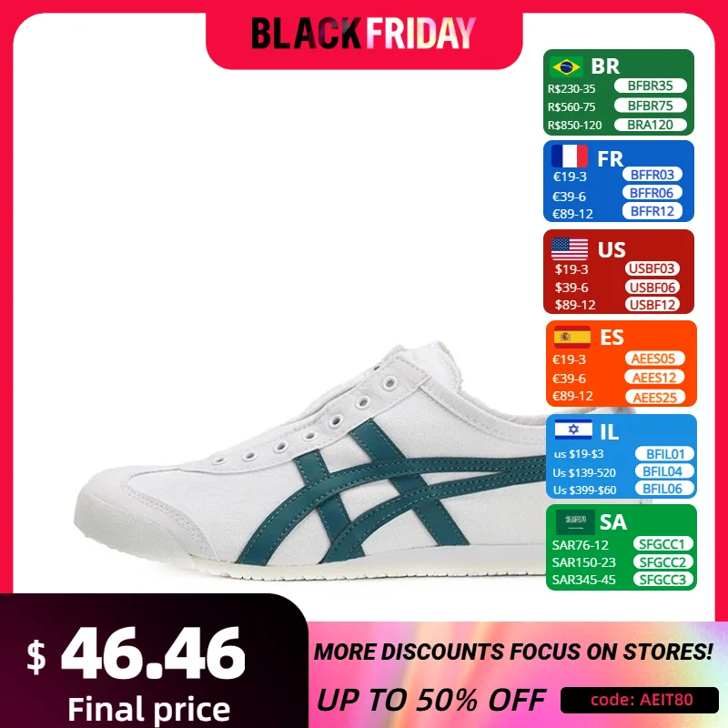 Onitsuka Tiger  Slip-on Running Shoes Men and Women Flexible Sole for Classic Canvas Sneakers